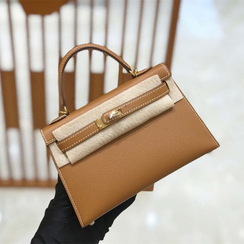 Factory direct sale handmade wax line second generation mini Kelly bag genuine leather bag female high-grade epsom cowhide p9 small square bag-Mix MIx Style