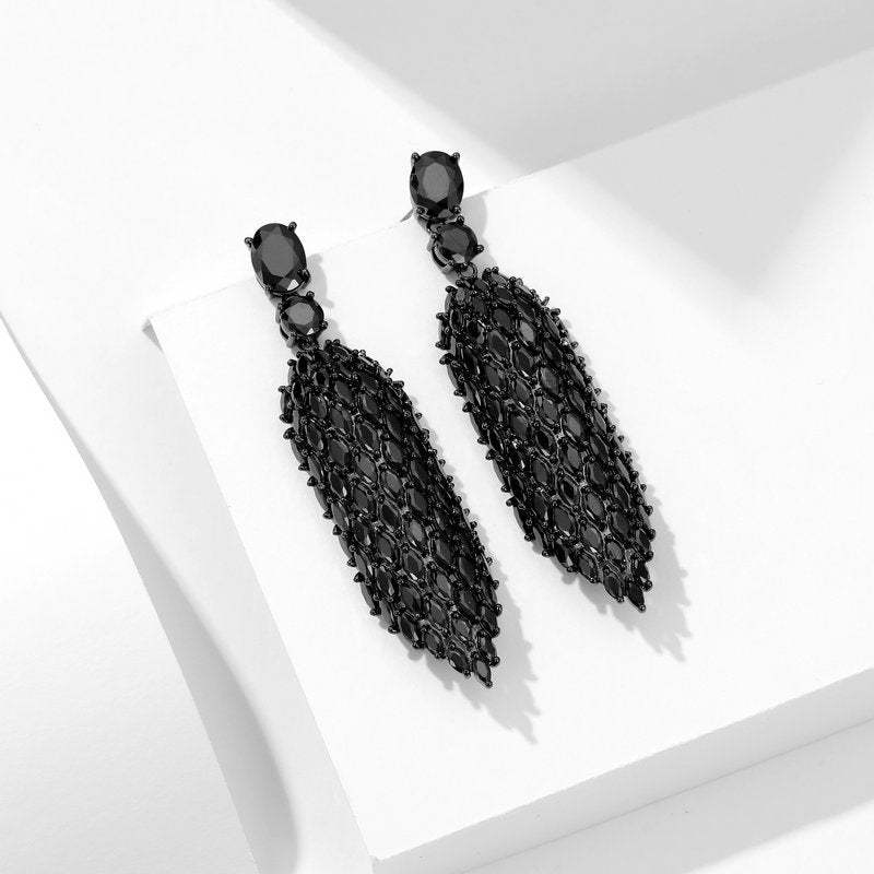 European and American fashion new earrings high-grade super flash diamond-shaped large zircon inlaid exaggerated atmosphere heavy earrings wholesale-Mix MIx Style