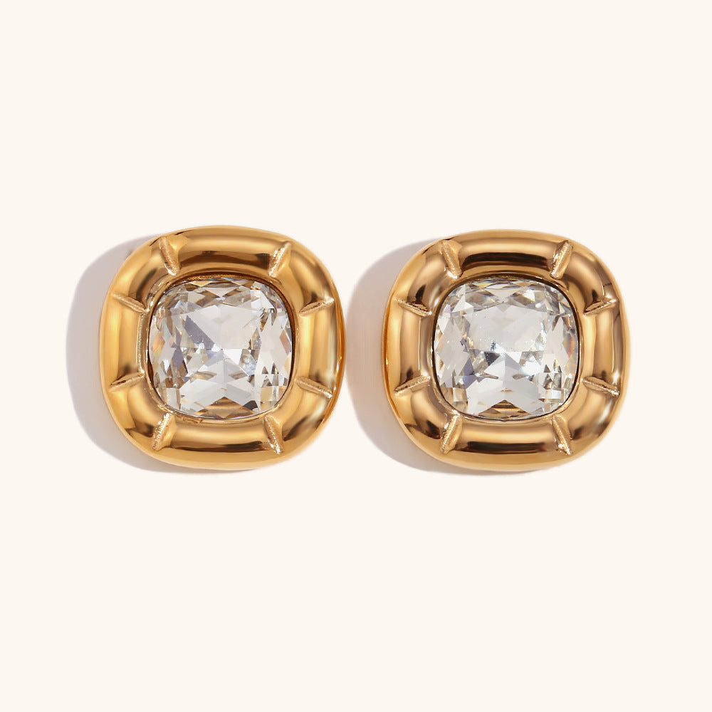 Green/Blue/White Retro Pendant Cushion Diamond Luxury 18k Gold Plated Necklace Earring Ring Jewelry Set | Mix Mix Style-Mix MIx Style