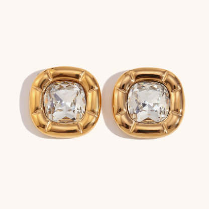 Green/Blue/White Retro Pendant Cushion Diamond Luxury 18k Gold Plated Necklace Earring Ring Jewelry Set | Mix Mix Style-Mix MIx Style