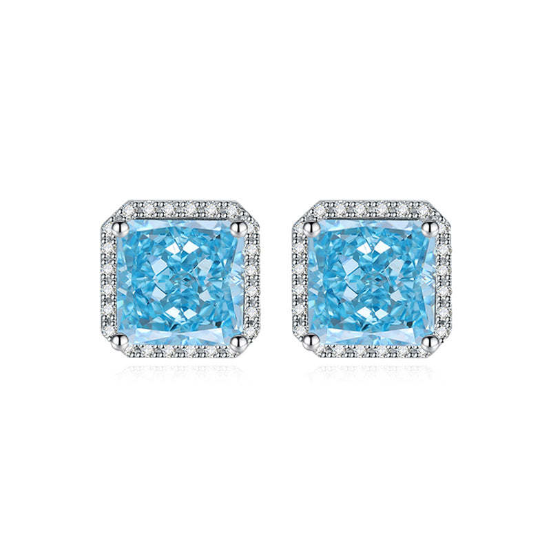 Blue - Green Classic Cushion Cut Moissanite Diamond Elegant 18k White 