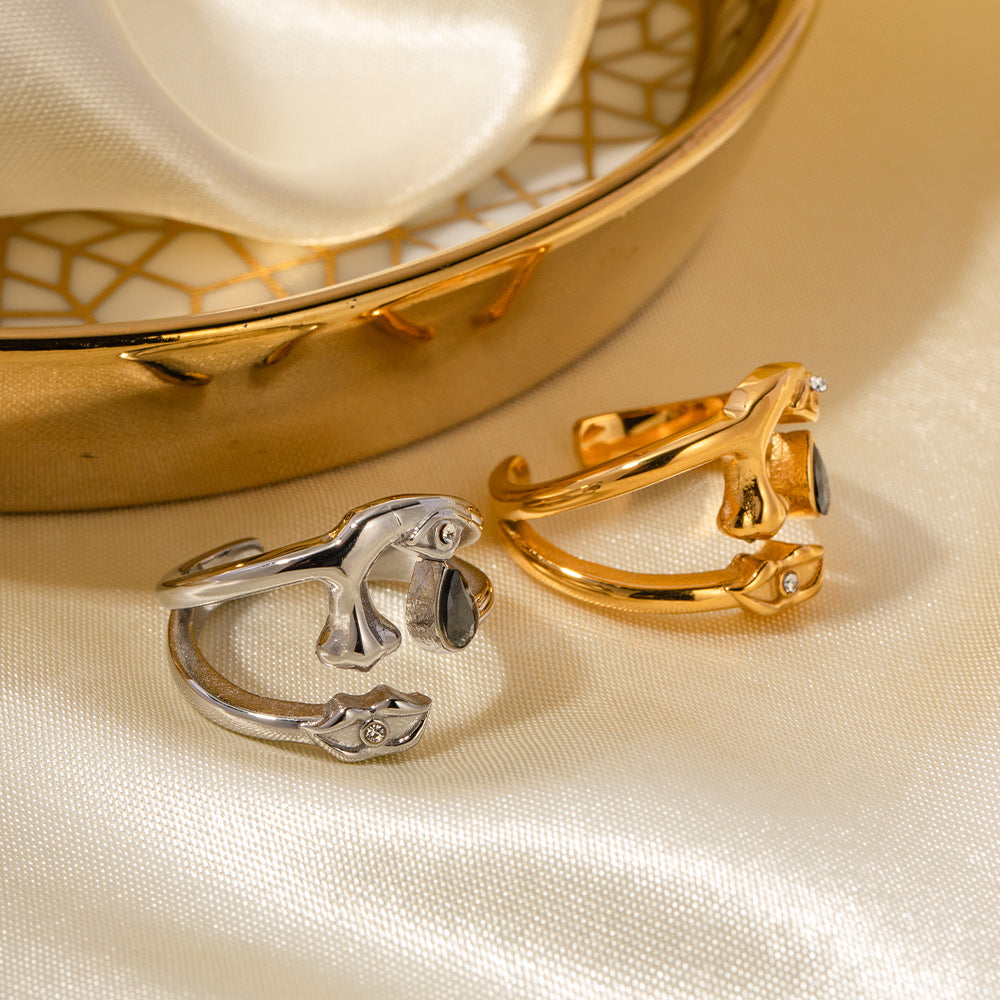 Irregular Natural Gem 18K Gold Plated and Silver Open Ring | Mix Mix Style [Hot Seller]-Mix MIx Style