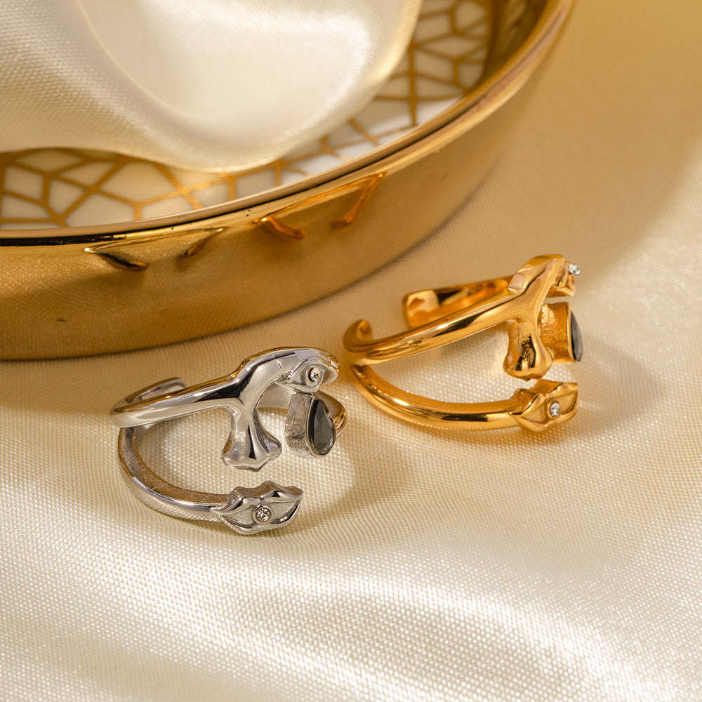 Irregular Natural Gem 18K Gold Plated and Silver Open Ring | Mix Mix Style [Hot Seller]-Mix MIx Style