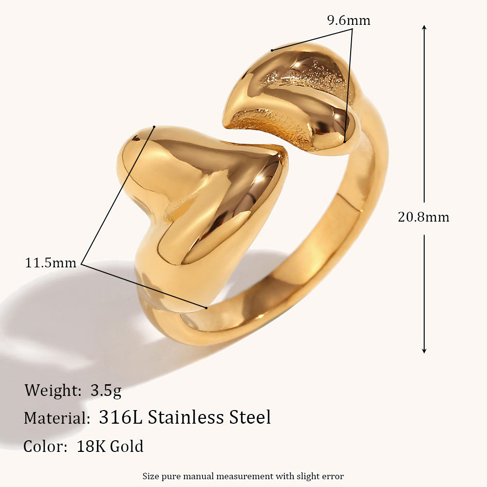 Open Heart Antique Classic Solid Elegant Dainty  18k Vermeil Gold Plated Adjustable Ring Jewelry | Mix Mix Style-Mix MIx Style