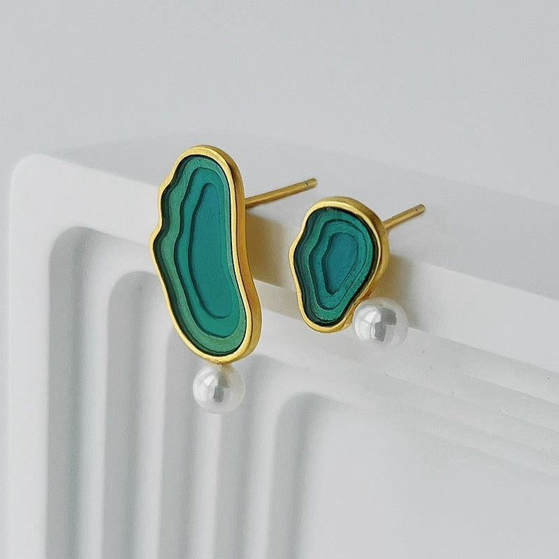 Looking for original lake water sterling silver niche design high-end French asymmetrical imitation pearl earrings and earrings-Mix MIx Style