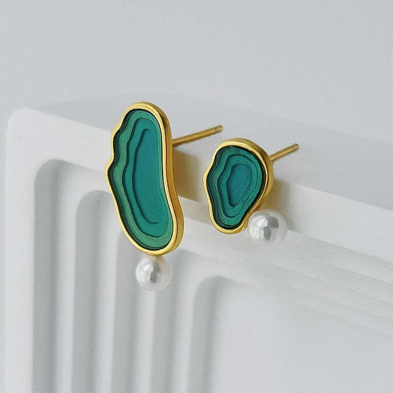 Looking for original lake water sterling silver niche design high-end French asymmetrical imitation pearl earrings and earrings-Mix MIx Style