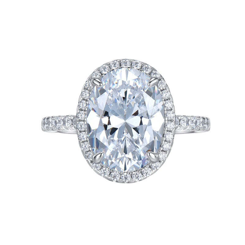 Elegant Solitarie White Oval Cut Moissanite Diamond 5ct 18k White Gold Plated Engagement Ring | Mix Mix Style-Mix MIx Style