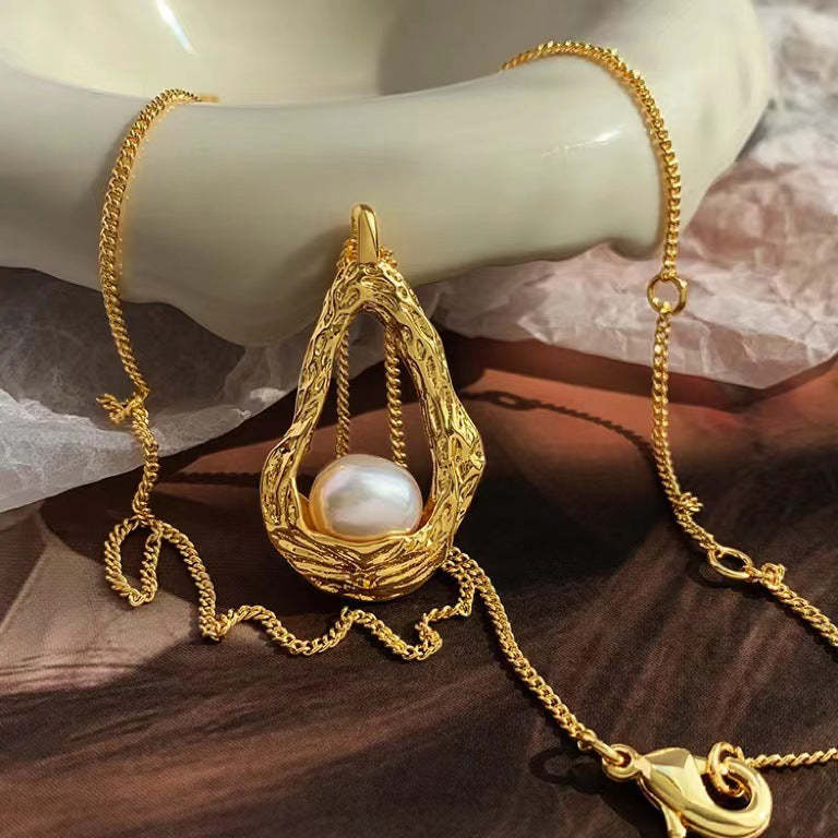 Vintage Akoya Pearl 18k Gold Plated Necklace Handmade Irregular Water Drop Pearl | Mix Mix Style [Hot Seller]-Mix MIx Style