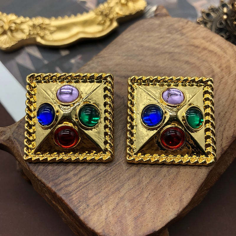 Multicolor Retro Timeless Akoya Pearls Moissanite Diamonds Elegant 18k Vermeil Gold Plated Stud Earrings | Mix Mix Style-Mix MIx Style