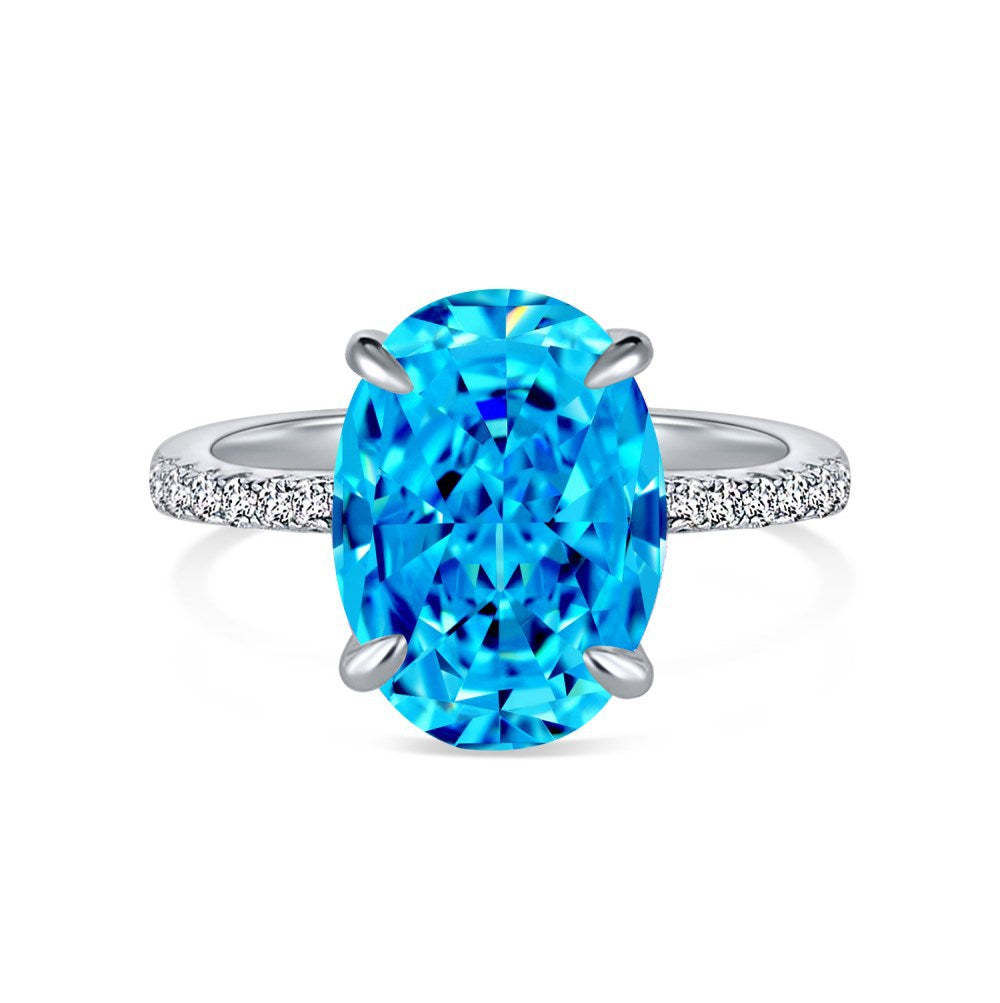 Luxury Purple Oval Cut Moissanite Diamond 4ct 18k White Gold Plated Engagement Ring | Mix Mix Style-Mix MIx Style