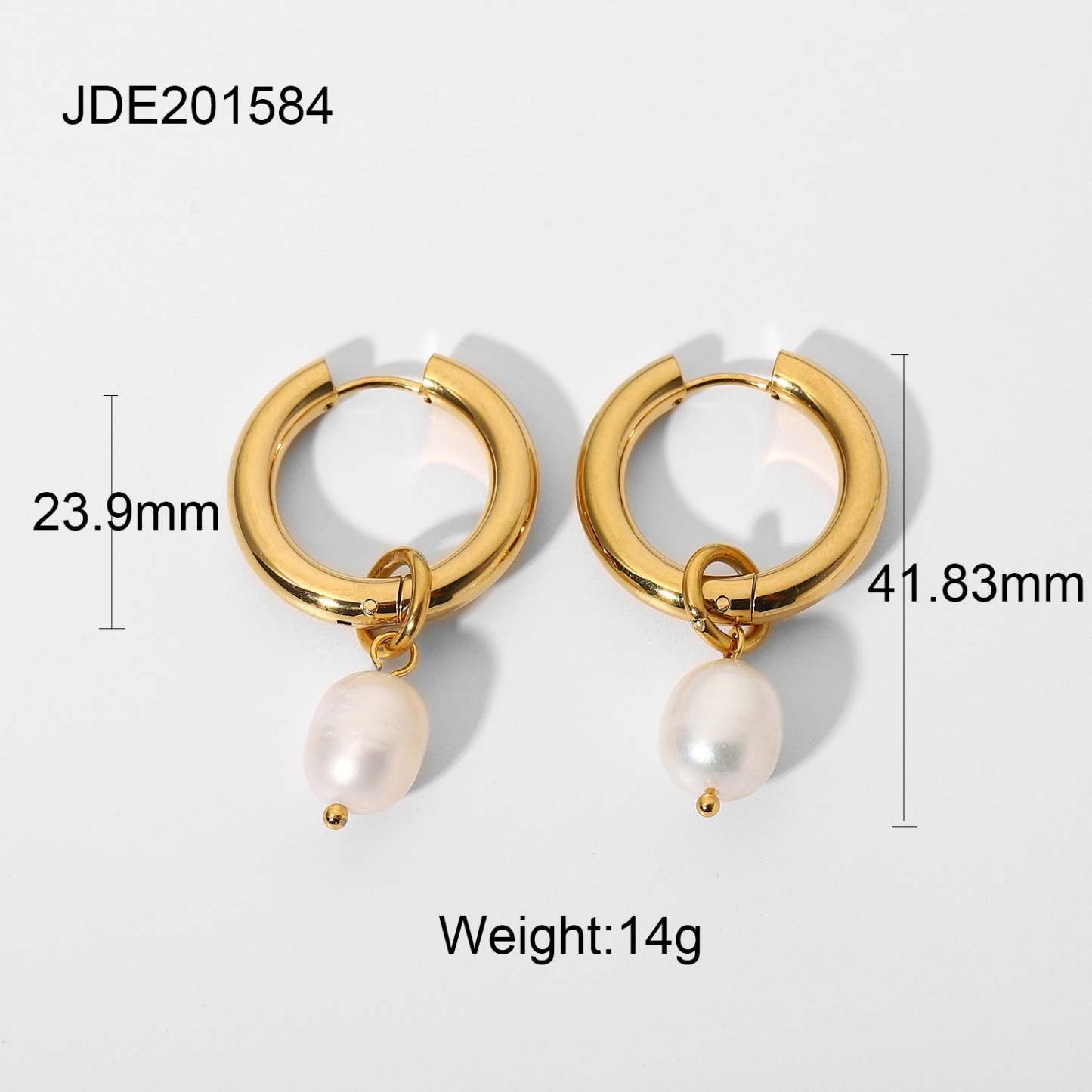 Classic Timeless White Akoya Pearls & Moissanite Diamonds Elegant 18k Vermeil Gold Plated Hoop/Drop Earrings | Mix Mix Style-Mix MIx Style