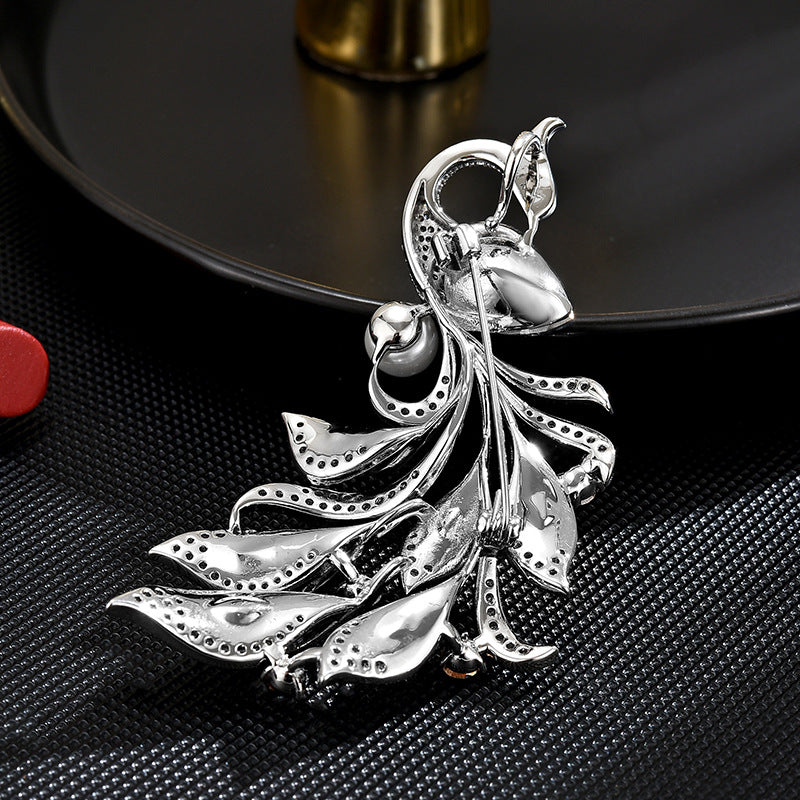 New style temperament Chinese style elegant atmosphere Phoenix high-end crystal luxury anti-exposure coat brooch versatile classic-Mix MIx Style