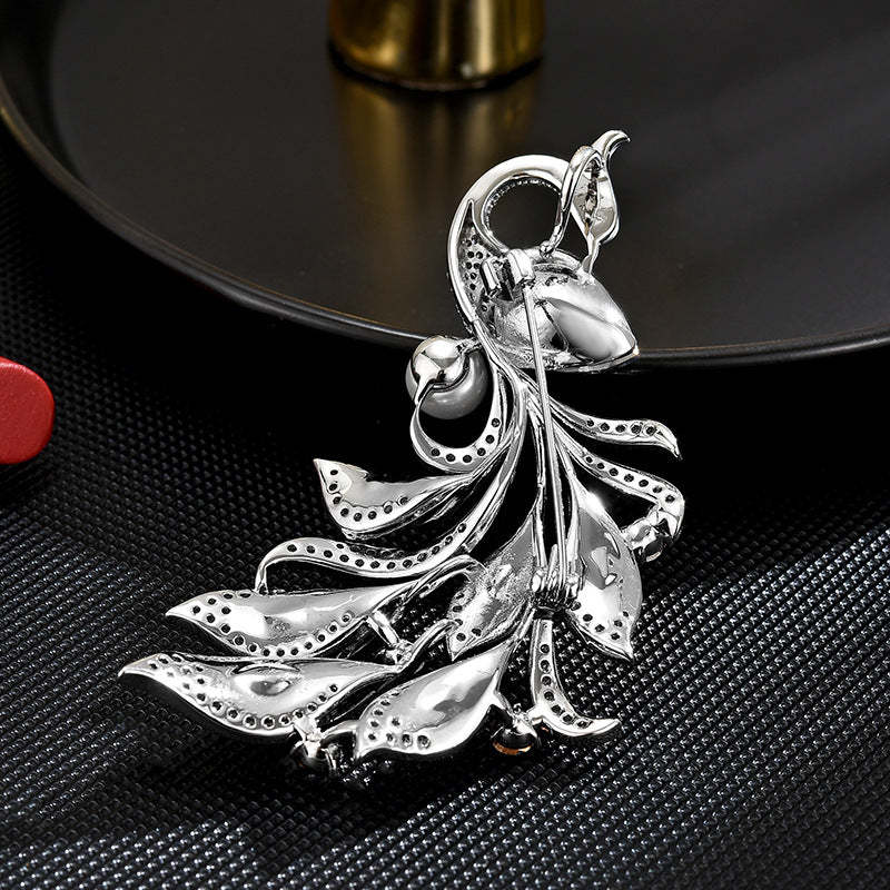 New style temperament Chinese style elegant atmosphere Phoenix high-end crystal luxury anti-exposure coat brooch versatile classic-Mix MIx Style