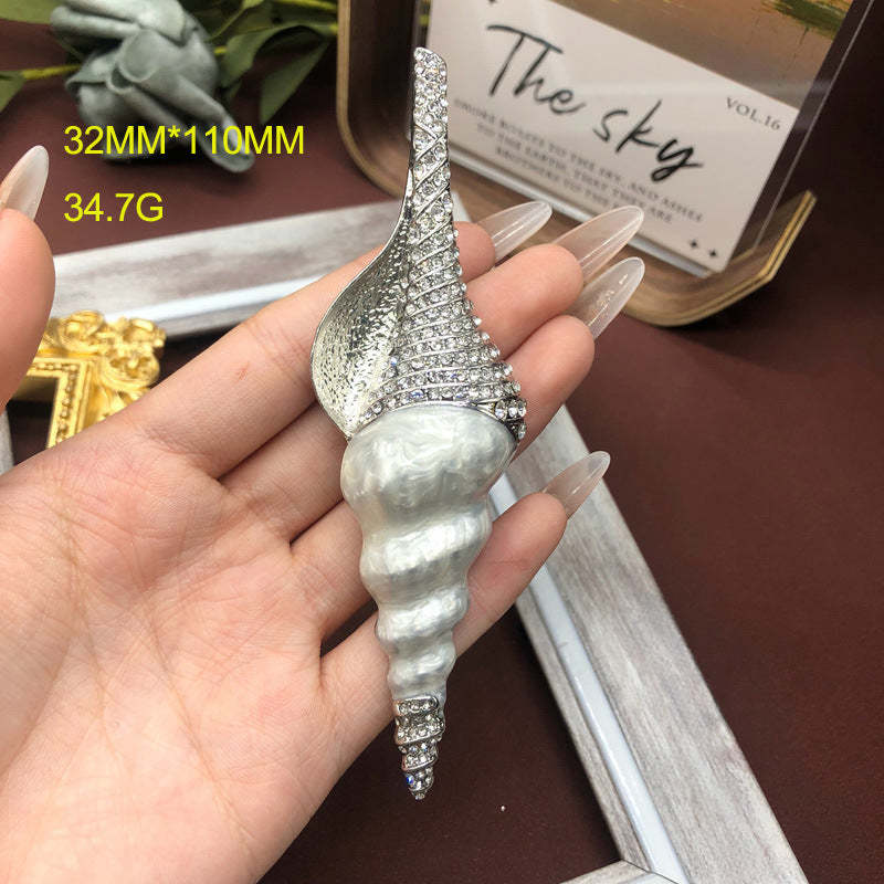 Seashell Silver Vintage Classic Diamonds Luxury 18k Gold Plated Brooch & Earrings Jewelry Set | Mix Mix Style-Mix MIx Style