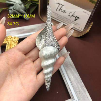 Seashell Silver Vintage Classic Diamonds Luxury 18k Gold Plated Brooch & Earrings Jewelry Set | Mix Mix Style-Mix MIx Style