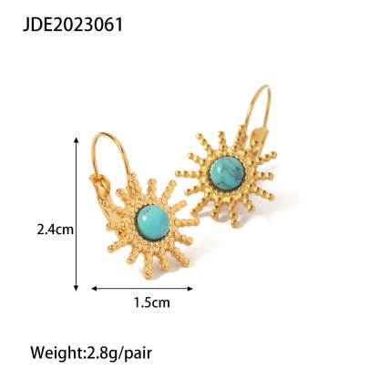 Vintage Green Natural Gem High-End 18k Gold Plated Earrings | Mix Mix Style [Hot Seller]-Mix MIx Style