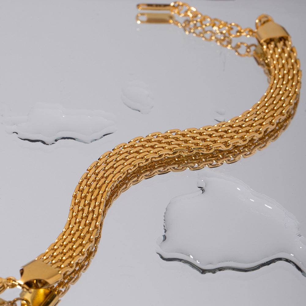 European and American ins style wide watch strap chain bracelet female titanium steel 18k gold hand jewelry wholesale-Mix MIx Style