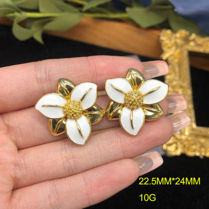 Blue Flowers Vintage Diamond Luxury 18k Vermeil Gold Plated Necklace Earrings Jewelry Set | Mix Mix Style-Mix MIx Style