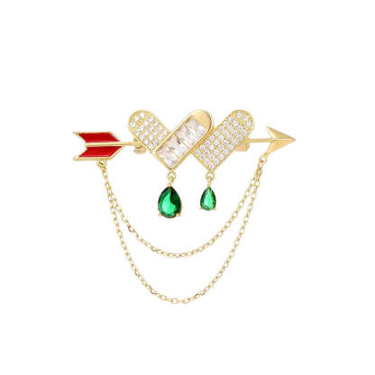 Design sense, all-match, light luxury, elegant, personality, one-arrow-through-the-heart tassel brooch, anti-exposure accessories, unisex brooch-Mix MIx Style