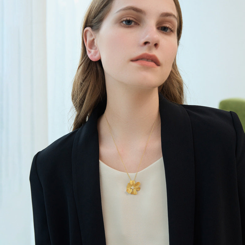 Gold Flower Vintage Classic Pendant Diamond Luxury 18k Gold Plated Necklace Jewelry | Mix Mix Style-Mix MIx Style