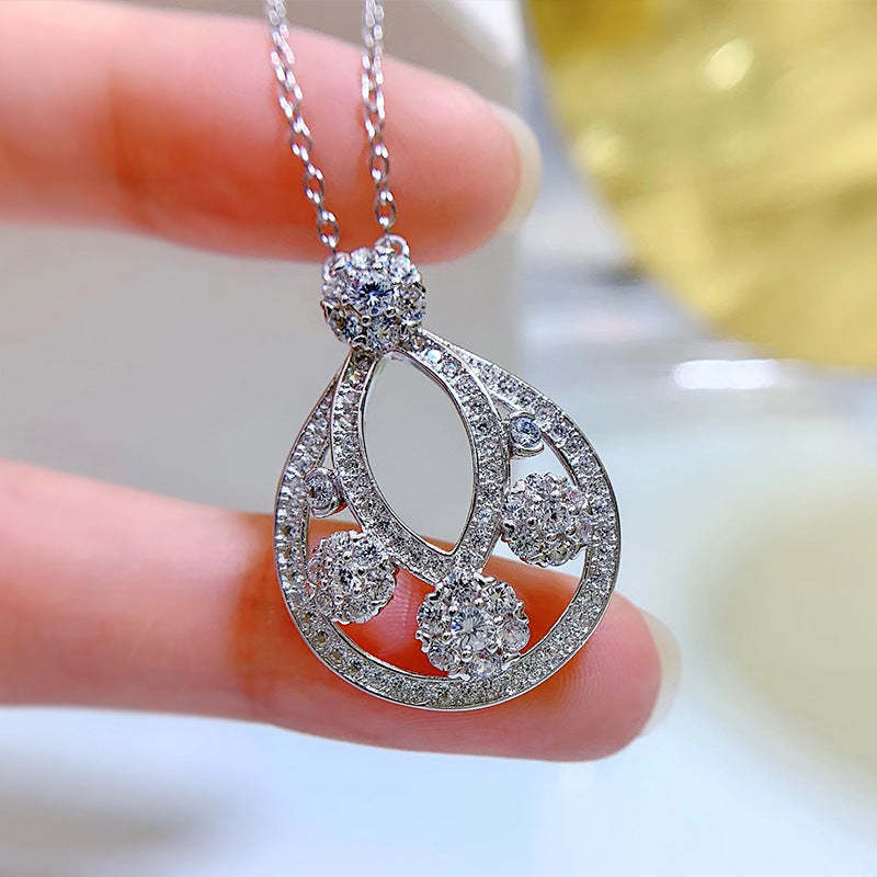 Mujing Jewelry 2022 new style 925 silver European and American style pear-shaped water drop pendant women's luxury necklace cross-border hot sale-Mix MIx Style