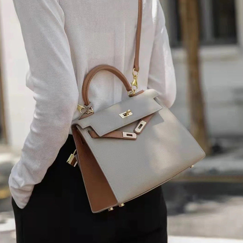 High-quality palm pattern Kelly bag genuine leather women's b new handbag one shoulder messenger-Mix MIx Style