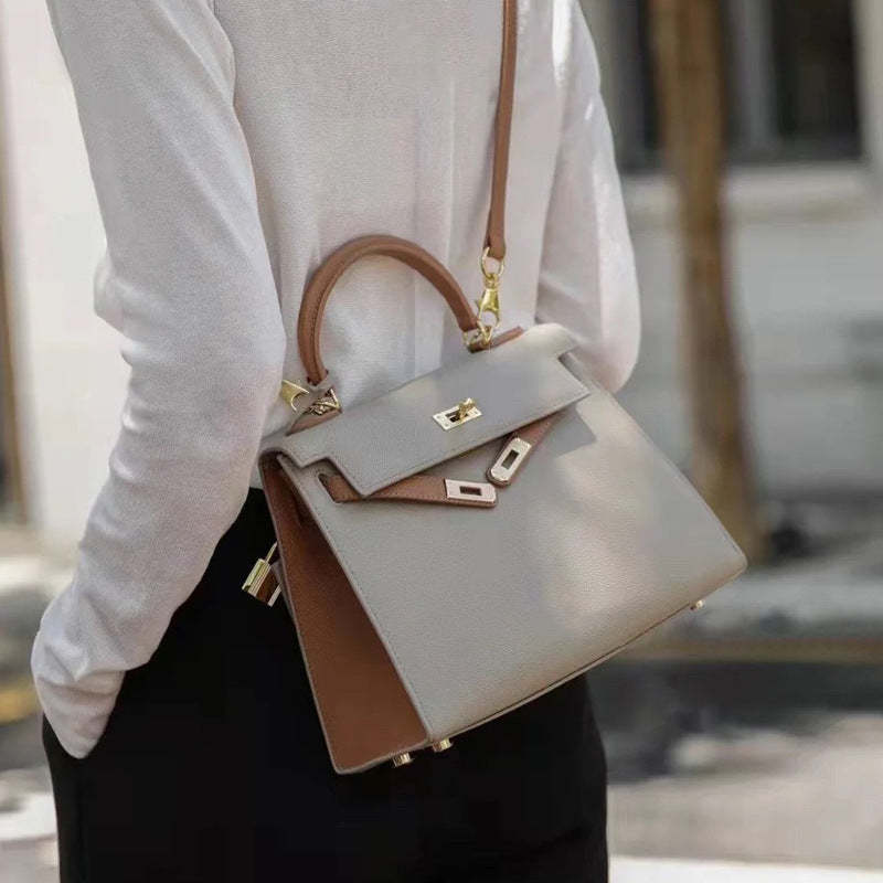 High-quality palm pattern Kelly bag genuine leather women's b new handbag one shoulder messenger-Mix MIx Style