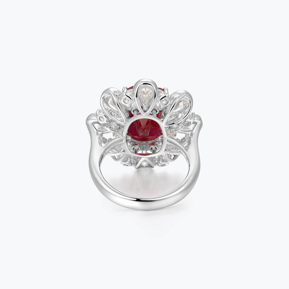 Vibrant Red Radiant Cut Moissanite Diamond Luxury 18k White Gold Engagement Ring | Mix Mix Style-Mix MIx Style