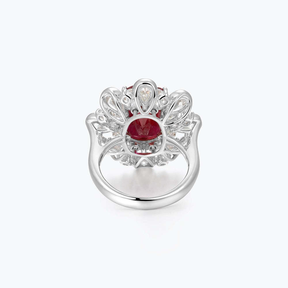 Vibrant Red Radiant Cut Moissanite Diamond Luxury 18k White Gold Engagement Ring | Mix Mix Style-Mix MIx Style