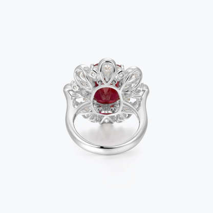 Vibrant Red Radiant Cut Moissanite Diamond Luxury 18k White Gold Engagement Ring | Mix Mix Style-Mix MIx Style