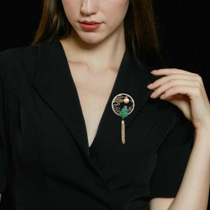 National style retro elegant temperament brooch natural freshwater pearl Fulu corsage cheongsam accessories tassel Xiangyun brooch-Mix MIx Style