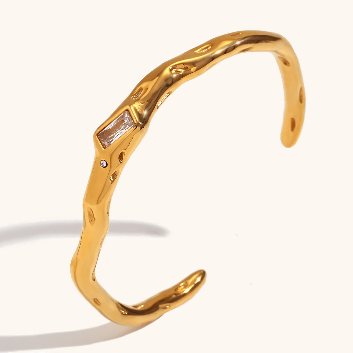 European and American cross-border hot selling open irregular rectangular zircon bracelet stainless steel plated 18K gold hand jewelry female-Mix MIx Style