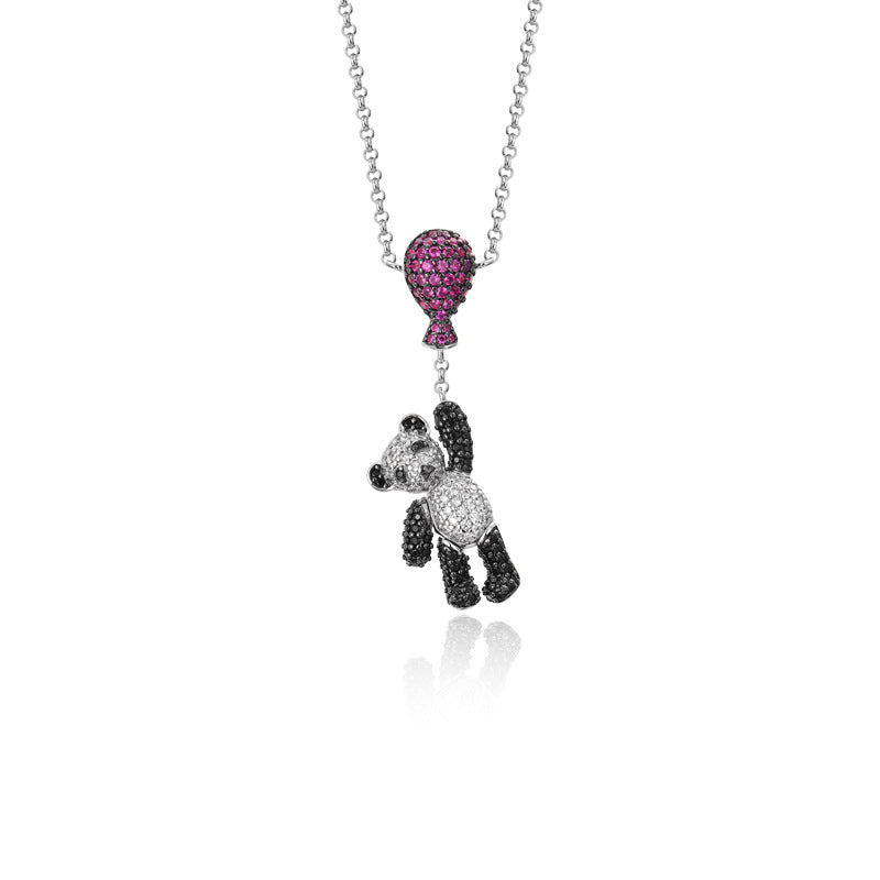 Chinese style new balloon bear necklace gold-plated panda pendant fashion creative pull-out adjustable women's clavicle chain-Mix MIx Style