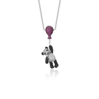Chinese style new balloon bear necklace gold-plated panda pendant fashion creative pull-out adjustable women's clavicle chain-Mix MIx Style