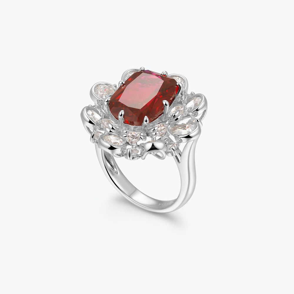 Vibrant Red Radiant Cut Moissanite Diamond Luxury 18k White Gold Engagement Ring | Mix Mix Style-Mix MIx Style