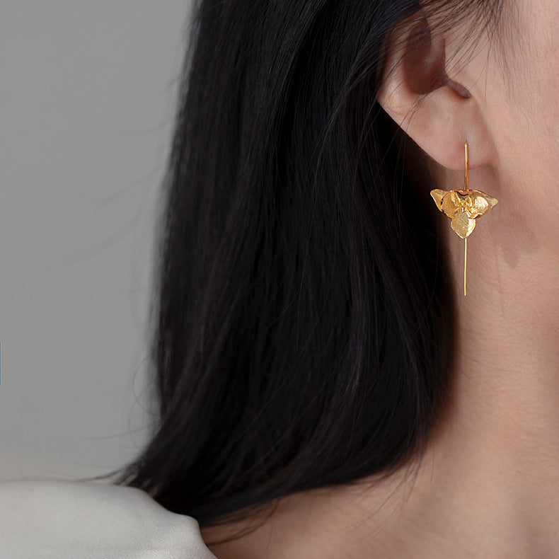 Looking for original butterfly and orchid S925 sterling silver elegant, intellectual, aesthetic, literary and artistic temperament butterfly orchid earrings-Mix MIx Style