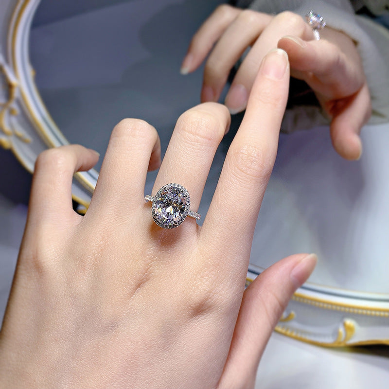 Elegant Solitarie White Oval Cut Moissanite Diamond 5ct 18k White Gold Plated Engagement Ring | Mix Mix Style-Mix MIx Style