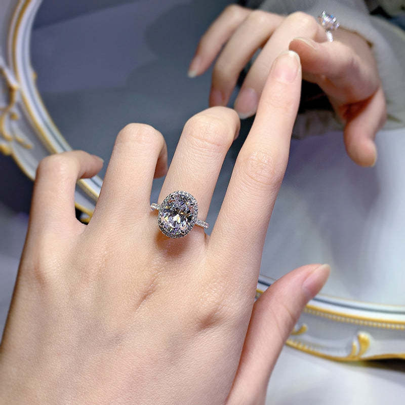 Elegant Solitarie White Oval Cut Moissanite Diamond 5ct 18k White Gold Plated Engagement Ring | Mix Mix Style-Mix MIx Style