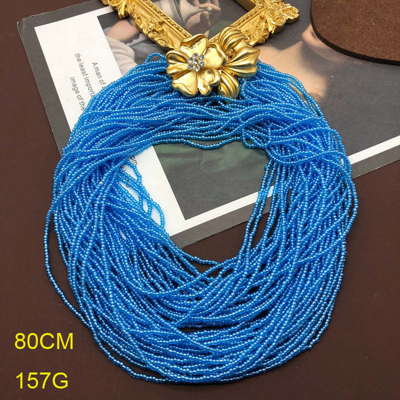 Blue Multi-Layer Beads Vintage Retro Flower Pendant Luxury 18k Vermeil Gold Plated Necklace Jewelry | Mix Mix Style-Mix MIx Style