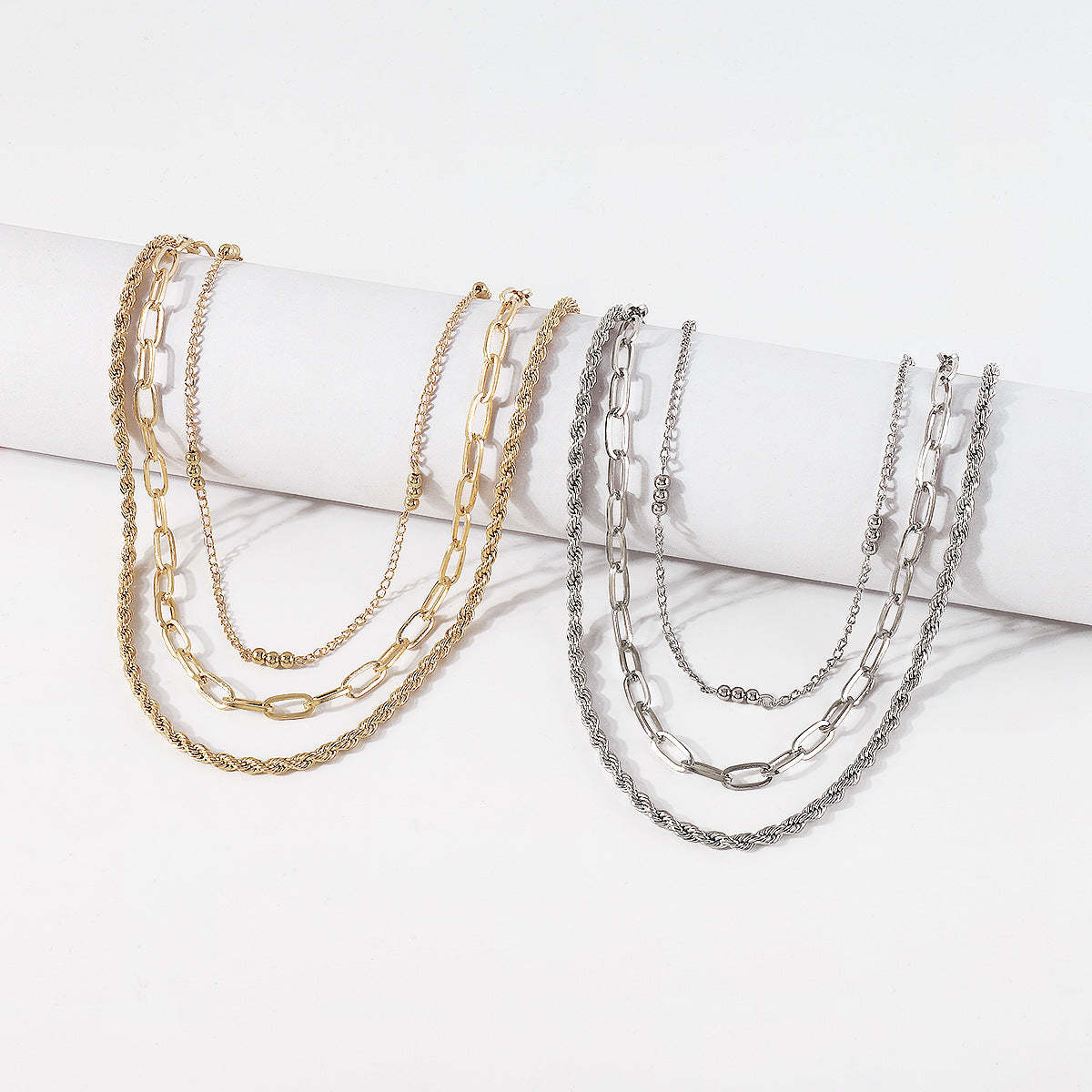 Multilayer Classic Chain Elegant Luxury 18k White Gold Plated Necklace Jewelry | Mix Mix Style-Mix MIx Style