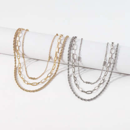 Multilayer Classic Chain Elegant Luxury 18k White Gold Plated Necklace Jewelry | Mix Mix Style-Mix MIx Style