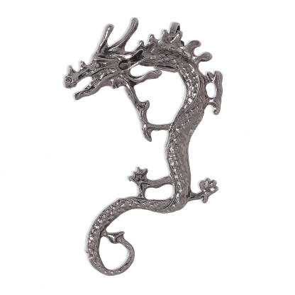 Dragon - Rose Motive Moissanite Diamonds 18k White Gold Plated Ear Crawler Earrings | Mix Mix Style-Mix MIx Style
