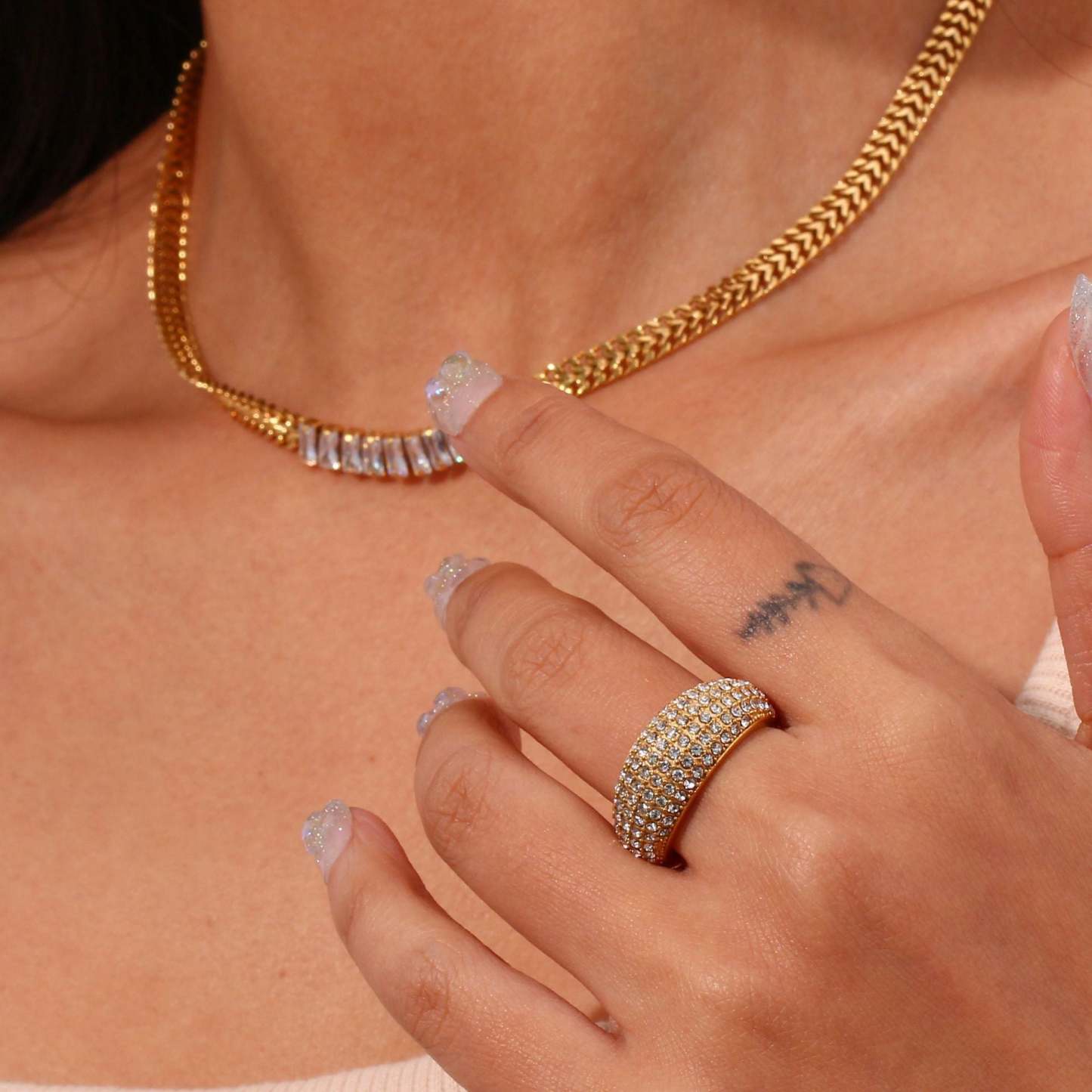 Antique Differents Styles Retro Thick White Diamonds Elegant Luxury 18k Vermeil Gold Plated Ring Jewelry | Mix Mix Style-Mix MIx Style
