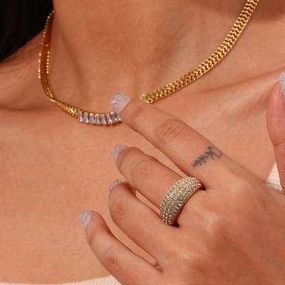 Antique Differents Styles Retro Thick White Diamonds Elegant Luxury 18k Vermeil Gold Plated Ring Jewelry | Mix Mix Style-Mix MIx Style