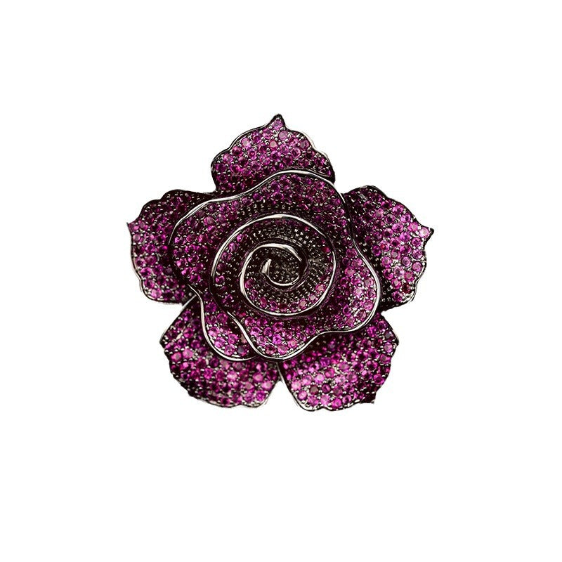 Xiliang Concubine Xiaohongshu recommends high-end heavy industry three-dimensional small fragrance style retro camellia brooch copper zircon-Mix MIx Style