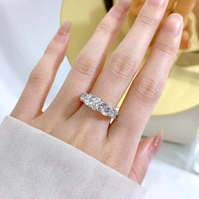 White High-End Round Cut Moissanite Diamonds 18k White Gold Plated Engagement Ring | Mix Mix Style-Mix MIx Style