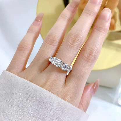 White High-End Round Cut Moissanite Diamonds 18k White Gold Plated Engagement Ring | Mix Mix Style-Mix MIx Style