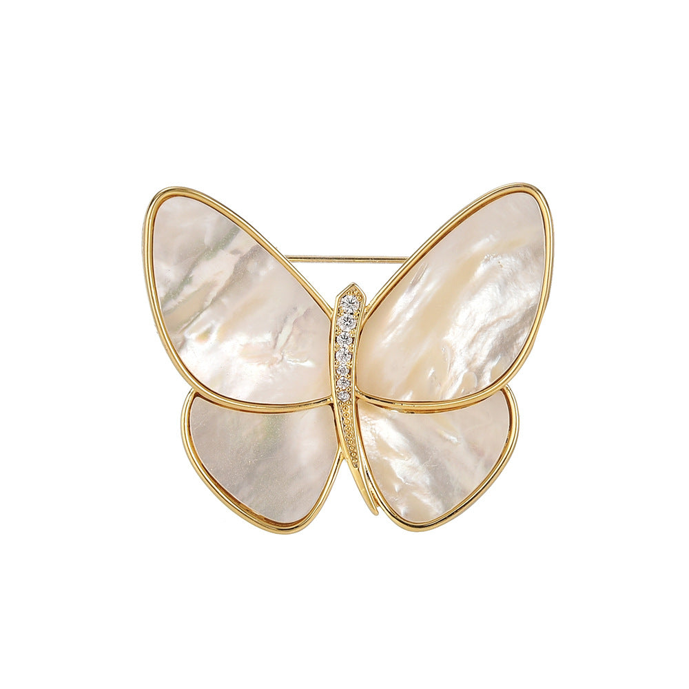 New luxury cocoon-born natural mother-of-pearl butterfly brooch fashionable and atmospheric princess same style brooch spot-Mix MIx Style