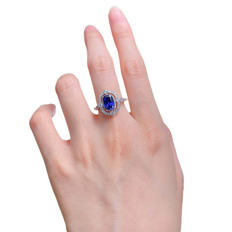 Dazzling Deep Blue Radiant Cut Moissanite Diamond 3ct 18k White Gold Engagement Ring | Mix Mix Style-Mix MIx Style