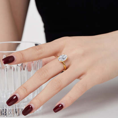Solitarie Oval Cut Moissanite Diamond 3ct 18k White & Vermeil Gold Plated Engagement Ring | Mix Mix Style-Mix MIx Style